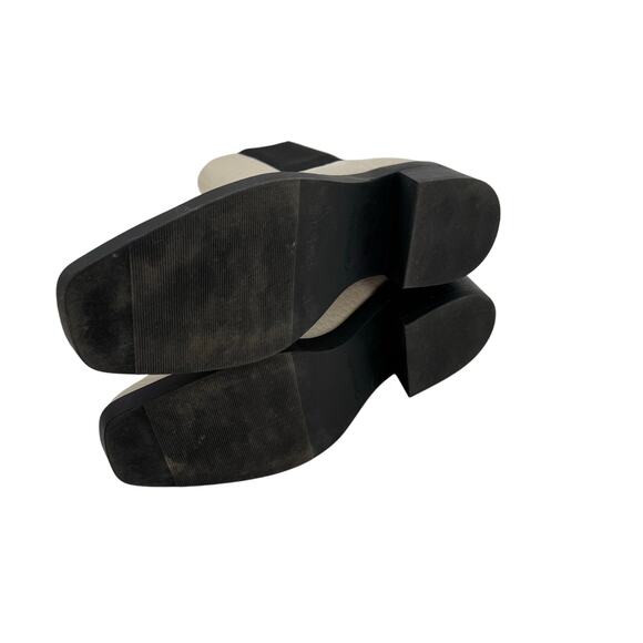 Open Edit Rectangular Toe Stacked Heel Croc-Embossed Ayla Chelsea Ivory boots - Picture 6 of 8